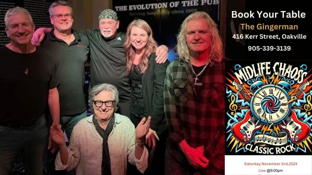 Midlife Chaoss appearing Nov 2 at The Gingerman in Oakville.